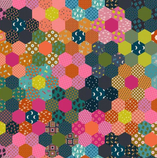 Catnap 108" Wideback Hexagons Mermaid Alexia Marcelle Abegg Ruby Star Society Moda Cotton Fabric MD-RS4138-11