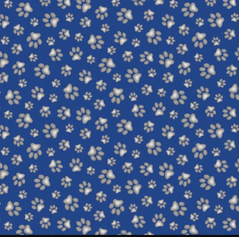 Catnap Paw Prints Deep Blue Irina Garmashova-Cawton Elizabeth's Studio Cotton Fabric ES-181-DEEPBLUE