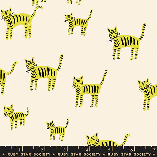 Catnap Tiger Stripes Citron Alexia Marcelle Abegg Ruby Star Society Moda Cotton Fabric MD-RS4132-11