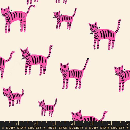 Catnap Tiger Stripes Playful Alexia Marcelle Abegg Ruby Star Society Moda Cotton Fabric MD-RS4132-13