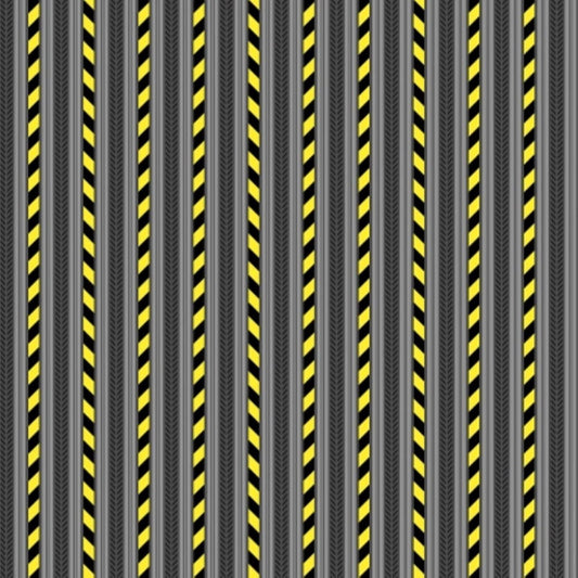 Caution Construction Tire Tracks Stripe Grey Building Dreams Wilmington Prints Cotton Fabric