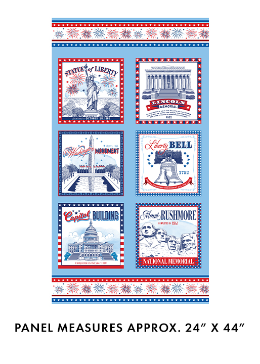 Celebrate the USA Panel 24" Blue Kanvas Studio Benartex Cotton Fabric BE-15196-55