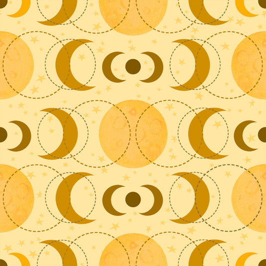 Celestial Galaxy Moon Phases Tonal Yellow Color Pop Studio Blank Quilting Cotton Fabric