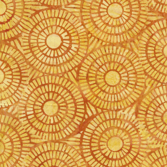 Celestials Mosaic Sun Light Gold Island Batik Cotton Fabric