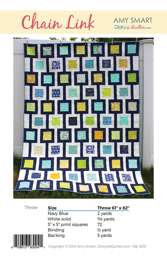 Chain Link Quilt Pattern 61"x82" Throw Amy Smart Dairy of a Quilter DQ-1603-CHAINLINK