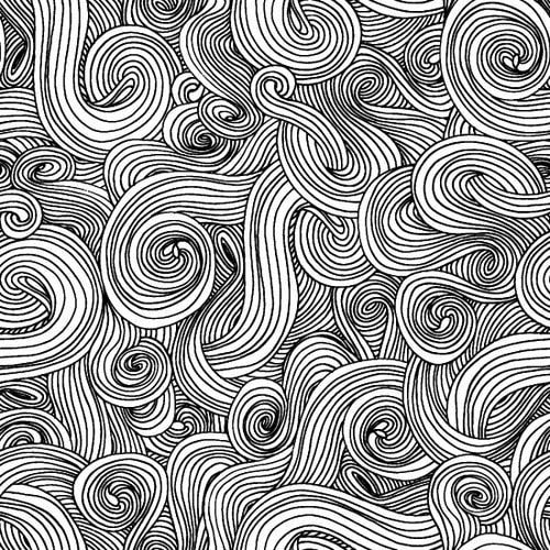 Just Color! ChalkBlack White Swirl Studio E Cotton Fabric