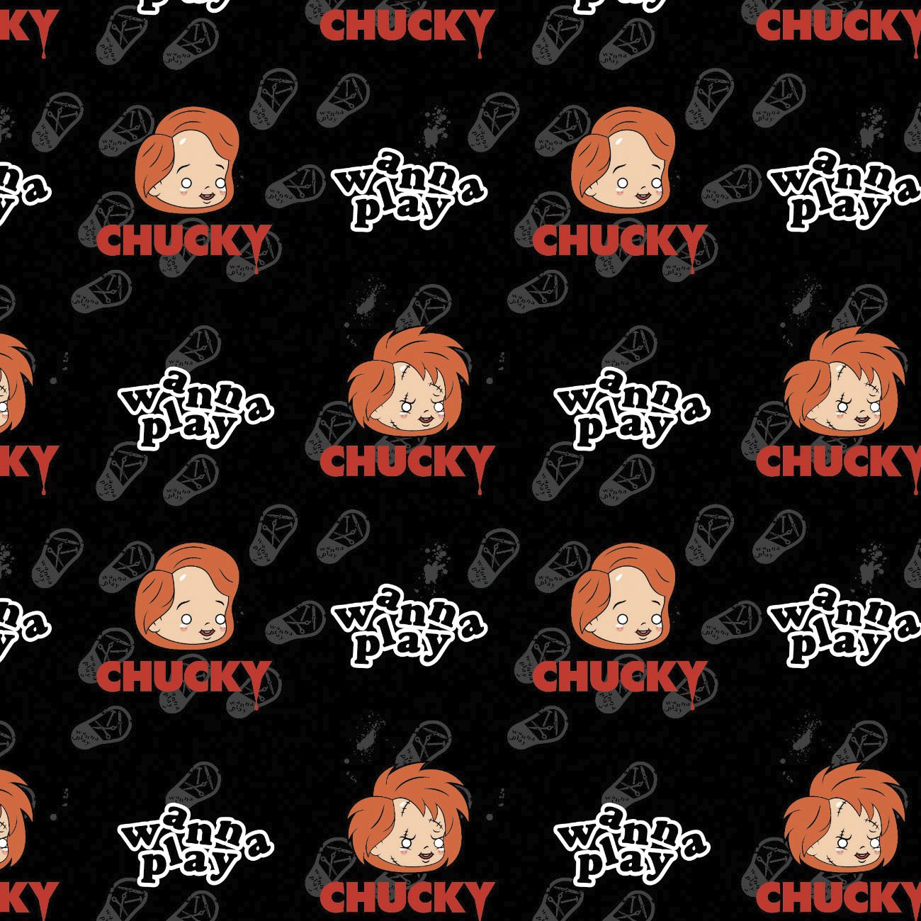 Character Halloween Chucky Batteries Included Black Camelot Cotton Fabric