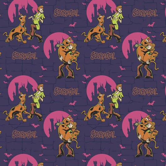 Character Halloween Scooby Doo Ruh-Roh Bricks Purple Camelot Cotton Fabric