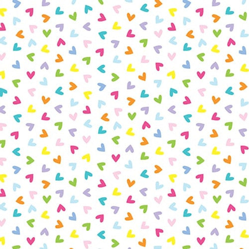 Chasing Rainbows Tiny Tossed Hearts Multi Emily Dumas Henry Glass Cotton fabric