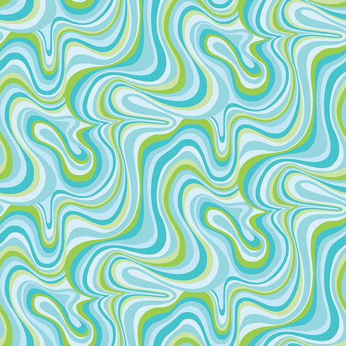 Chasing Rainbows Wavy Geometric Blue Emily Dumas Henry Glass Cotton fabric