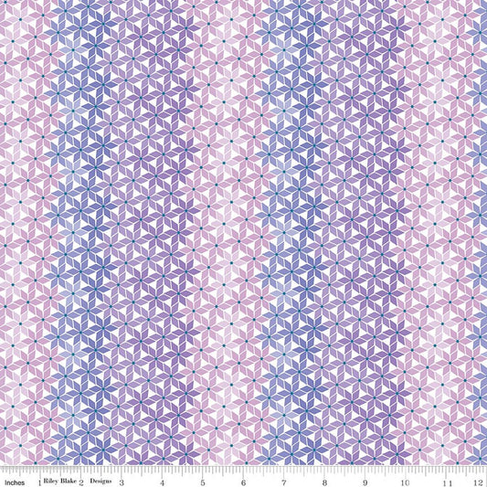 Chasing Rainbows Stellar Weave 6 point stars Purple Leslie Ryan Blooming Boldly Riley Blake Cotton Fabric RB-C18014-PURPLE