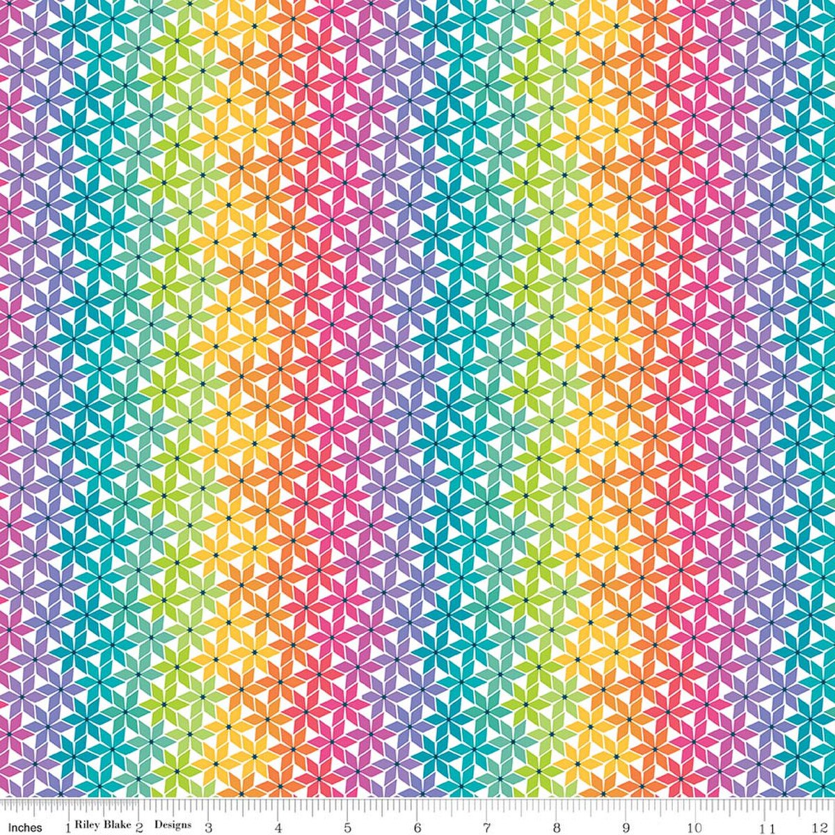 Chasing Rainbows Stellar Weave 6 point stars Rainbow Leslie Ryan Blooming Boldly Riley Blake Cotton Fabric RB-C18014-RAINBOW
