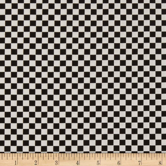Check Row Black and White Timeless Treasures Cotton Fabric