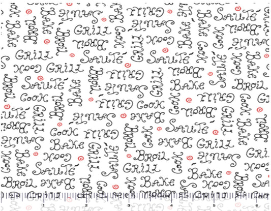Chef's Special Text Lingo White Quilting Treasures Cotton Fabric