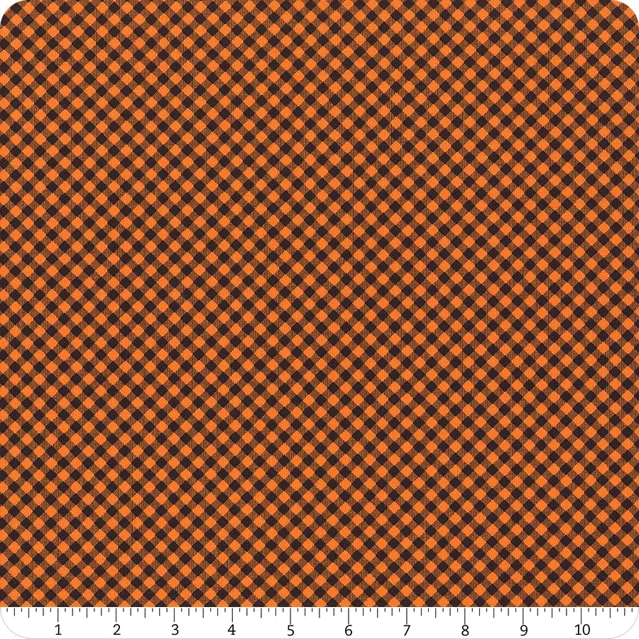 Chelsea's Checks 1/8" Check Orange and Black Chelsea Carter and Priscilla Blain Henry Glass Cotton Fabric