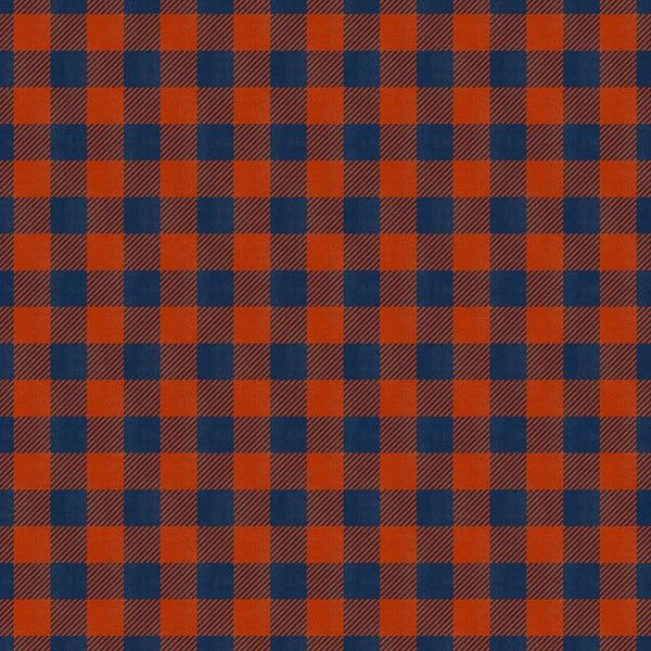Chi-Town Tough Chicago Plaid Football Orange Blue Paintbrush Studios Cotton Fabric PBS-120-26627