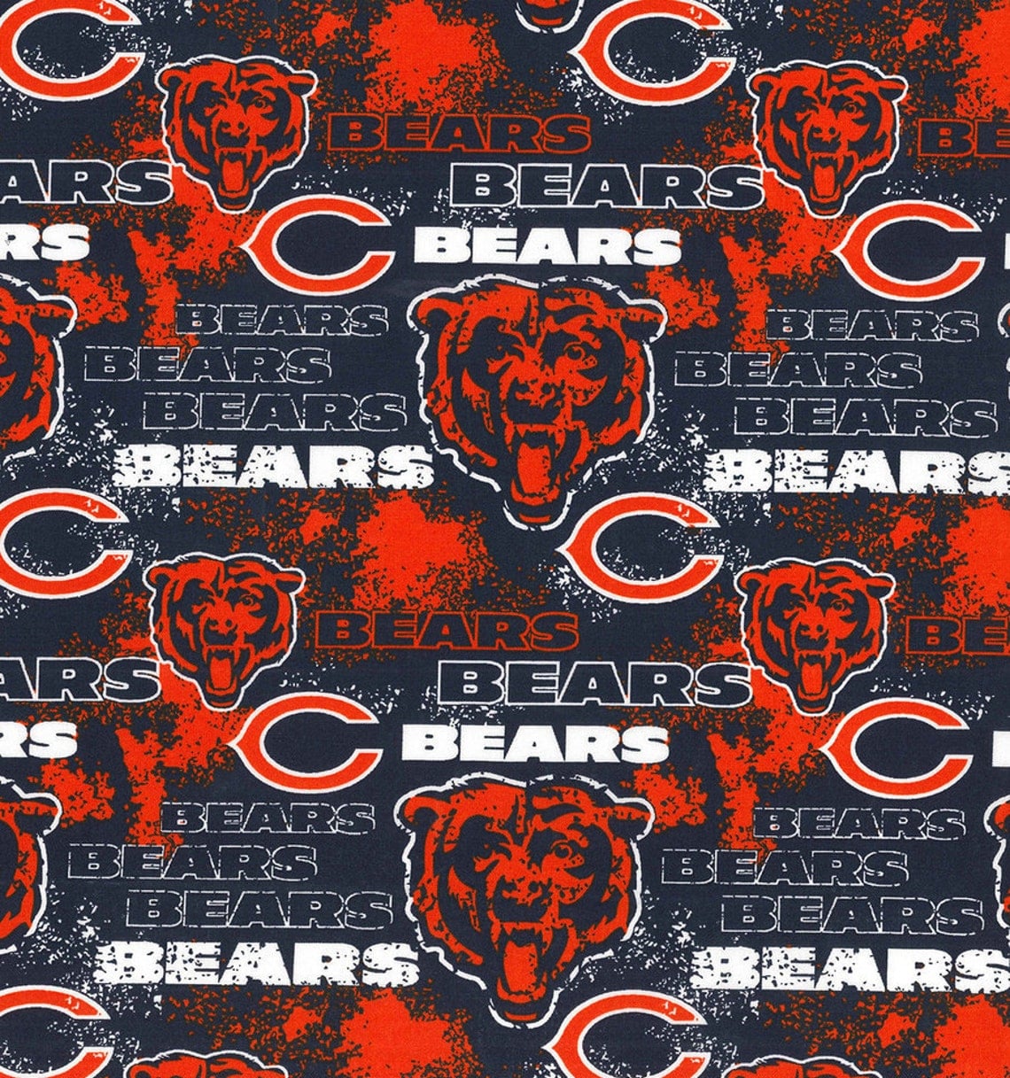 Chicago Bears NFL Football Distressed Weathered Cotton Fabric