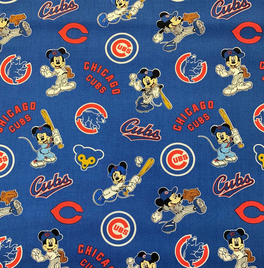 Chicago Cubs MLB Baseball Disney Mickey Mouse Fabric Traditions Cotton Fabric