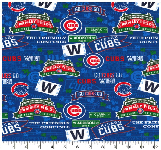 Chicago Cubs MLB Baseball Stadium Fabric Traditions Cotton Fabric