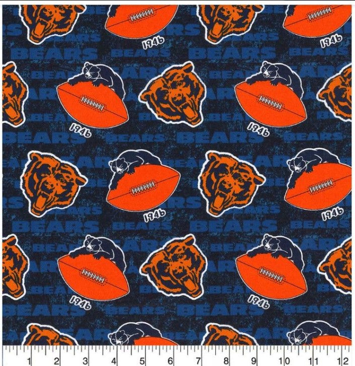 Chicago Bears NFL Football Legacy 1946 Navy Blue Fabric Traditions Cotton Fabric NFL-70242D | US Fabric Shop