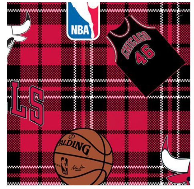 Chicago Bulls Plaid Red and Black FLEECE NBA Basketball Camelot Fabrics FLEECE Fabric CF-82CHI0005A-FLEECE