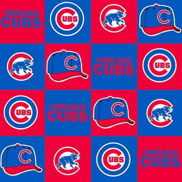 Chicago Cubs MLB Baseball Geometric Fabric Traditions 58-60 inches wide Polyester FLEECE Fabric MLB-6526-D