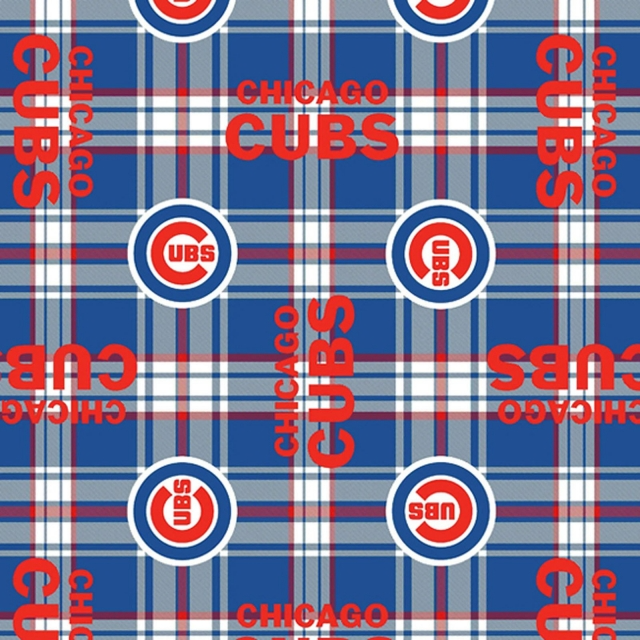 Chicago Cubs MLB Baseball Plaid Fabric Traditions 58-60 inches wide Polyester FLEECE Fabric MLB-6612-B