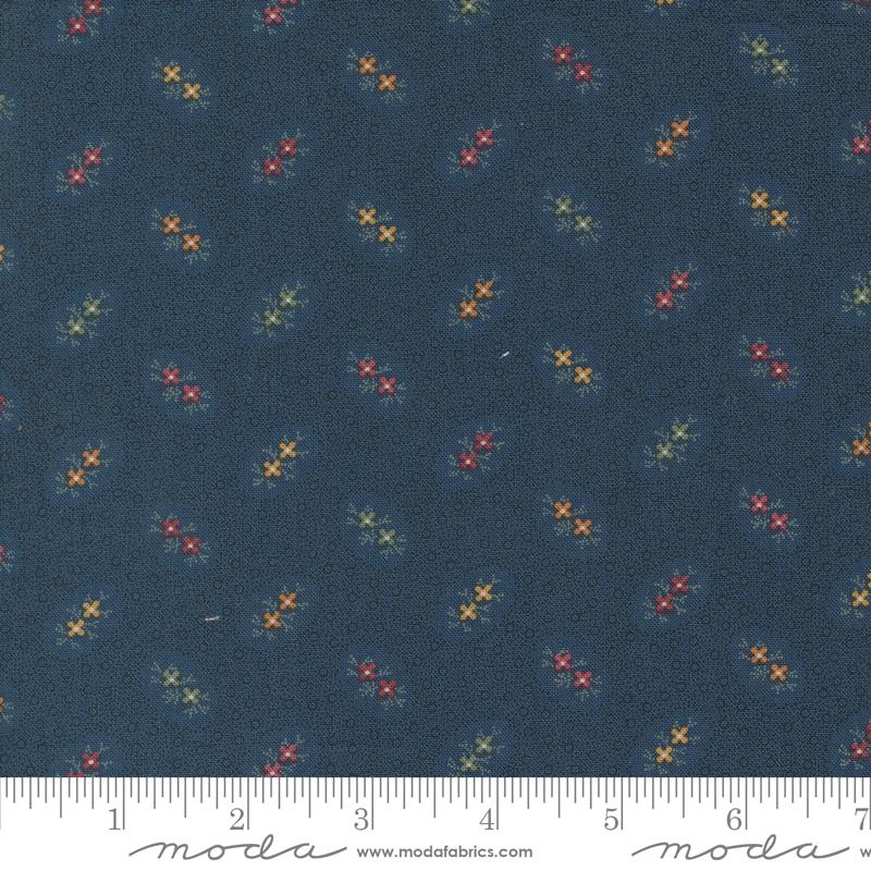 Chickadee Landing Tw Blooms Dots Bluebell Blue Kansas Troubles Quilters Moda Cotton Fabric