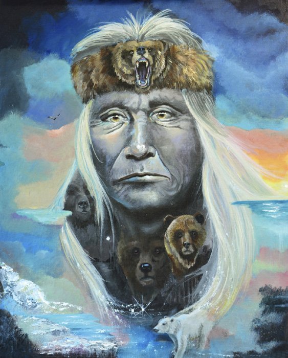 Chief Bear Native American Panel 36" David Textiles Cotton Fabric DT-AL-3772-9C-1-Multi | US Fabric Shop