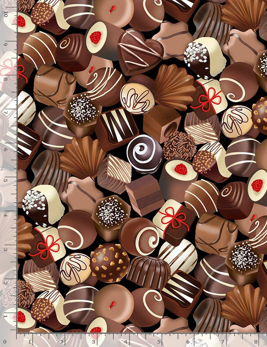 Chocolate Truffles Black Chocolate Lover Gail Cadden Timeless Treasures Cotton Fabric