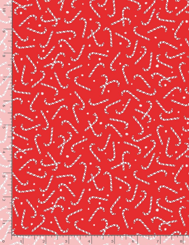 Christmas Countdown Candycanes Red Timeless Treasures Cotton Fabric