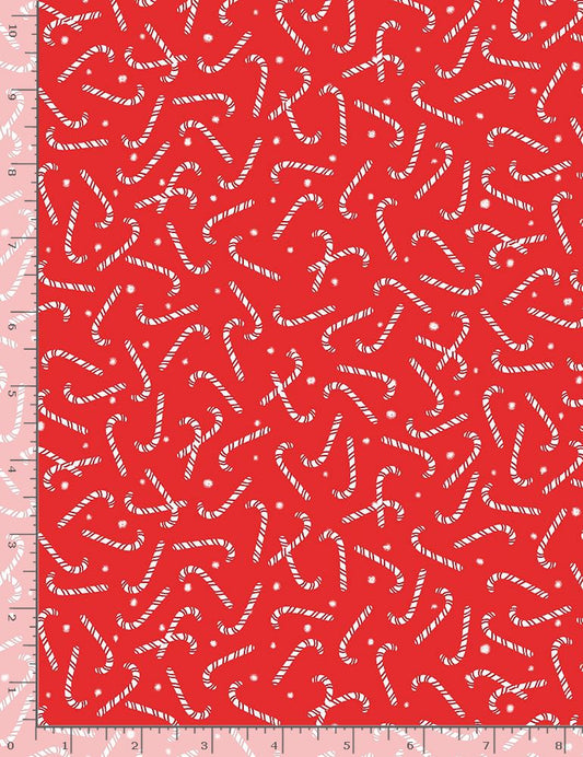 Christmas Countdown Candycanes Red Timeless Treasures Cotton Fabric