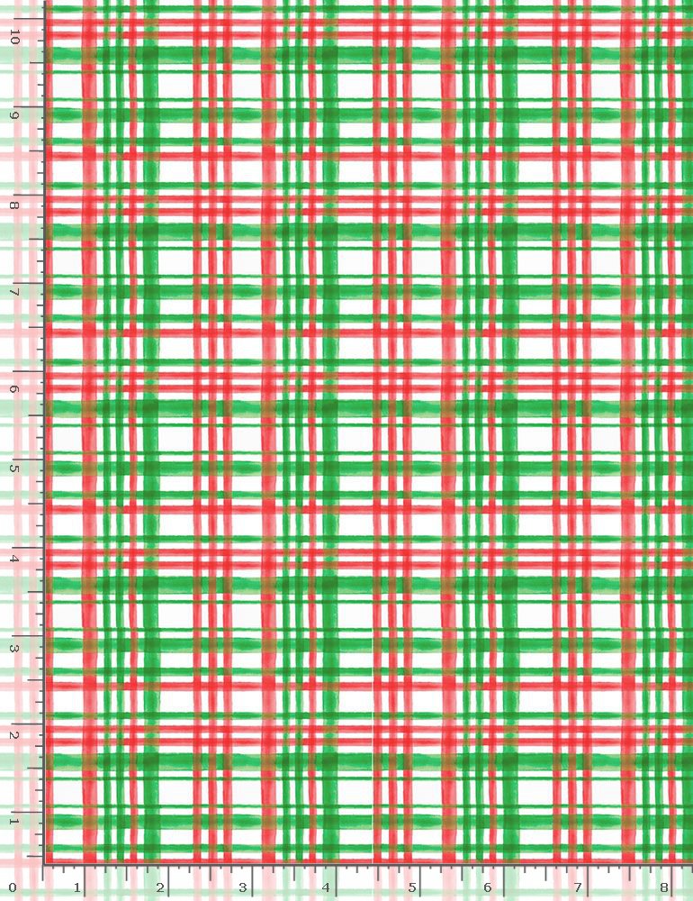 Christmas Countdown Cute Plaid White Timeless Treasures Cotton Fabric