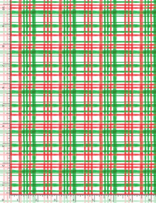 Christmas Countdown Cute Plaid White Timeless Treasures Cotton Fabric