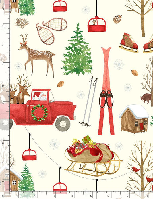 Christmas Countdown Holiday Activities Cream Timeless Treasures Cotton Fabric