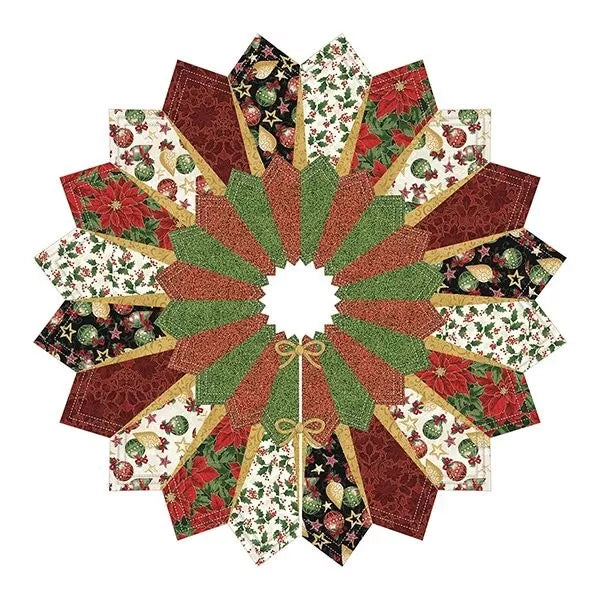 Christmas Dresden Christmas Tree Skirt 40" Pattern Kit Multi Fox Design Hoffman