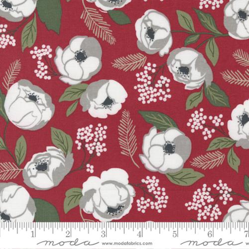 Christmas Eve Christmas Bloom Florals Cranberry Lella Boutique Moda Cotton Fabric