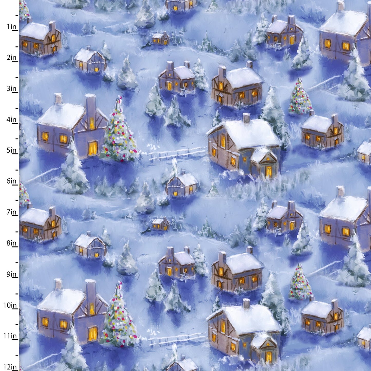 Christmas Eve Journey Christmas Village Blue Marcello Corti 3 Wishes Cotton Fabric