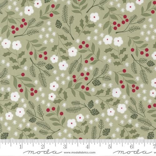 Christmas Eve Winter Botanical Small Floral Sage Lella Boutique Moda Cotton Fabric