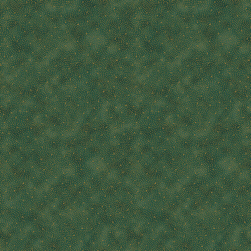 Christmas Is Near Dots and Stars Circular Green Gold Metallic Stof Blank Quilting Cotton Fabric