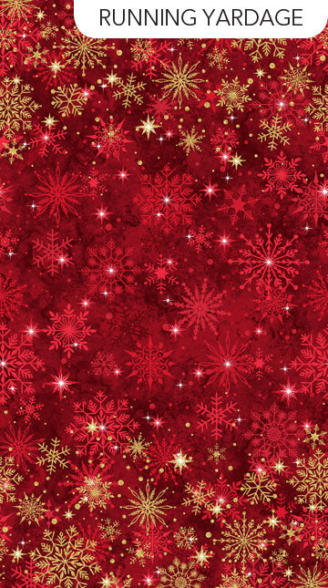 Christmas Joy Gold Snowflake Red Metallic Deborah Edwards Linda Ludovico Northcott Cotton Fabric NC