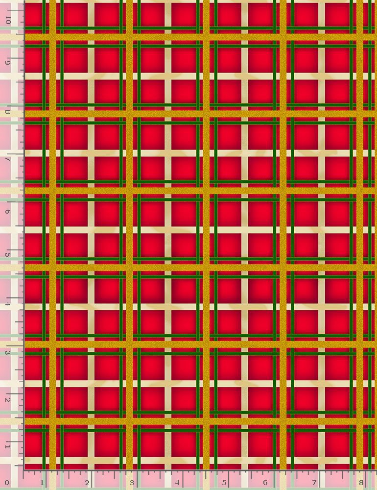 Christmas Joy Red Metallic Holiday Plaid Timeless Treasures Cotton Fabric