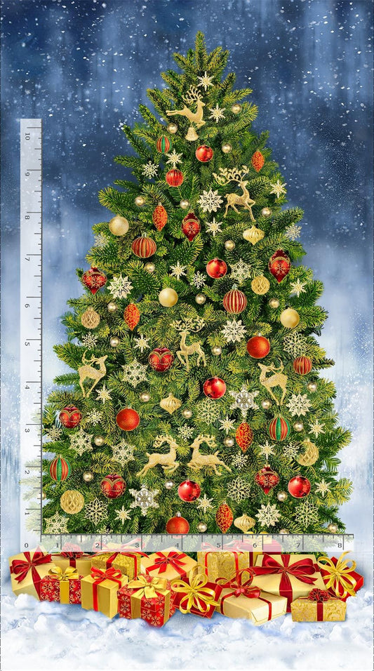 Christmas Magic Fancy Christmas Tree Panel 24" Multi Timeless Treasures Cotton Fabric