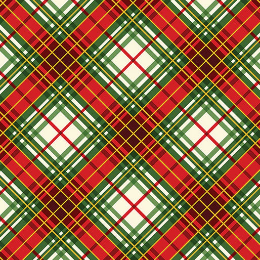 Christmas Musical Holiday Plaid Metallic Multi Kanvas Studio Benartex Cotton Fabric