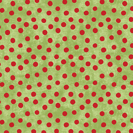 Christmas Spirit Dot Splendor Celery Red David Galchutt Benartex Cotton Fabric