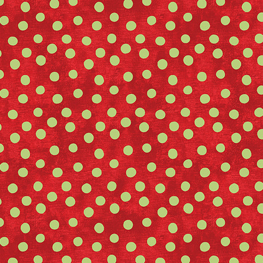 Christmas Spirit Dot Splendor Red Celery David Galchutt Benartex Cotton Fabric