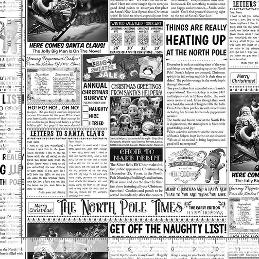 Christmas Cheer North Pole News White Timeless Treasures Cotton Fabric TT-HOLIDAY-CD3611-WHITE