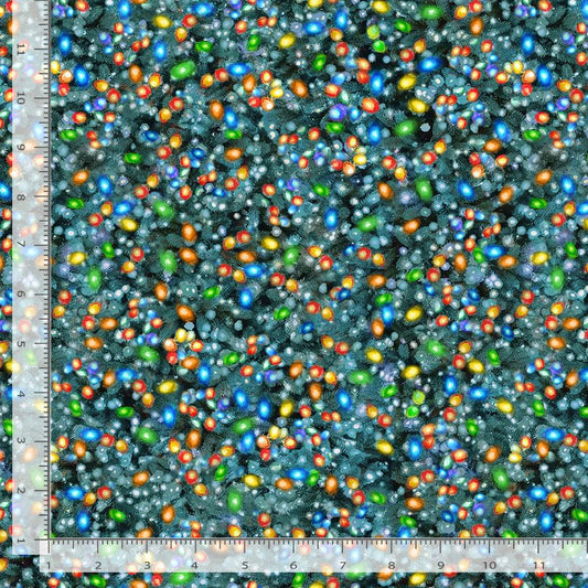 Christmas Eve Multi Christmas Lights Green Dona Gelsinger Timeless Treasures Cotton Fabric TT-DONA-CD3375-GREEN