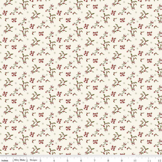 Christmas Greetings Berries Cream Sandy Gervais Riley Blake Designs Cotton Fabric RB-C17662-CREAM