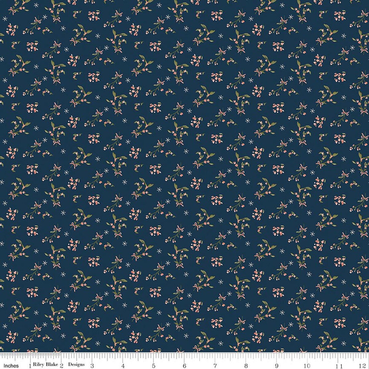 Christmas Greetings Berries Navy Sandy Gervais Riley Blake Designs Cotton Fabric RB-C17662-NAVY